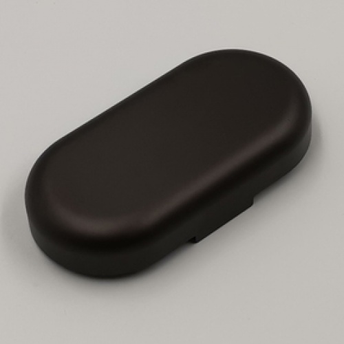 The top lid of the TWS earphone charging case is black.